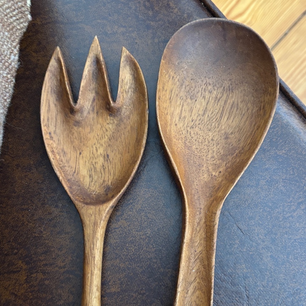 Wooden Serving Spoon and Fork